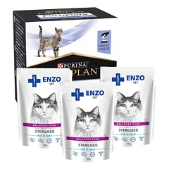 PURINA PVD FortiFlora Cat 30 paketėlių + 3x ENZO VET Sterilizuota su veršiena padaže 100g
