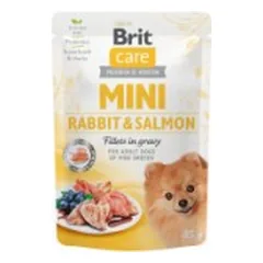 Brit Care Mini konservuotas pašaras šunims maiš. Rabbit&Salmon fillets in gravy 85 g