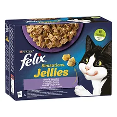 FELIX Sensations Jellies Skonių pasirinkimas drebučiuose 12x85g drėgnas kačių maistas
