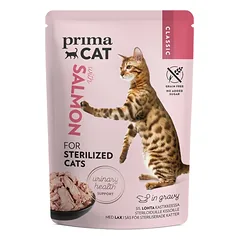 PrimaCat Classic Salmon drėgnas maistas sterilizuotoms katėms su lašiša padaže, 85 g nuotrauka