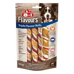 8in1 Flavours Trigubo skonio apsuktos lazdelės šunims, 113 g