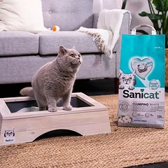 Sanicat gumulėlius sudarantis kraikas katėms su gaivios medvilnės kvapu, 10 l — 4 nuotrauka