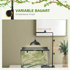 Reguliuojamas lempų stovas terariumui PawHut 40x15x88cm., juodos spalvos — 5 nuotrauka