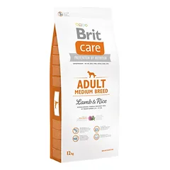BRIT CARE sausas maistas suaugusiems vidutinių veislių šunims su ėriena ir ryžiais 12 kg