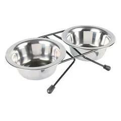 Trixie dubenėlių komplektas katėms ar šuniukams, nerūdijanties plienas, 2x0,2 l, 24x6x14 cm
