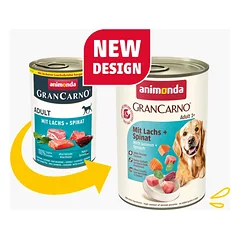 Animonda GranCarno Adult: konservai šunims su lašiša, praturtinta špinatais, 400g — 2 nuotrauka