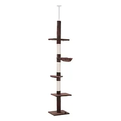 Zatte Deckenhoch-Kratzbaum verstellbar 230-260 cm, Sisal, Braun