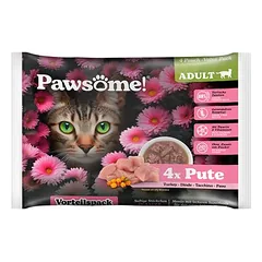 Pawsome Adult Cat drėgnas maistas katėms, ekonominė pakuotė 8 x 85 g — 4 nuotrauka