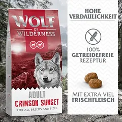 Wolf of Wilderness "Crimson Sunset" su ėriena ir ožkiena – begrūdis sausas maistas šunims, < 1,4 kg — 3 nuotrauka