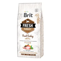 Brit Fresh Turkey with Pea Light Fit&Slim sausas pašaras šunims