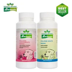 Baldecchi Pudra + Absorbuojanti Pudra 90g - pudrų rinkinys šunims, skirtas pašalinti spalvos pokyčius iš kailio ir ašarų dėmių., Białych / 100g — 2 nuotrauka