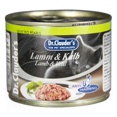 DR. CLAUDER’S ANTIHAIRBALL drėgnas maistas katėms su ėriena ir veršiena 200g