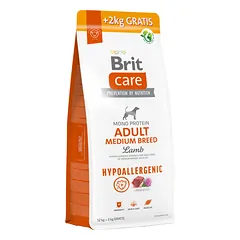 BRIT CARE HP Adult MB Lamb&Rice sausas maistas šunims su ėriena ir ryžais 12kg + 2kg