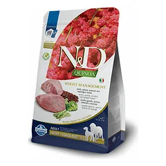 Farmina N&D Dog Quinoa Weight Management Medium & Maxi Adult su ėriena, sausas maistas šunims 2,5 kg — 2 nuotrauka