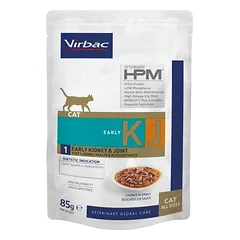 Virbac HPM KJ1 Early Kidney & Joint Cat drėgnas maistas katėms, skirtas inkstų funkcijų palaikymui sergant osteoartritu, 12x85 g