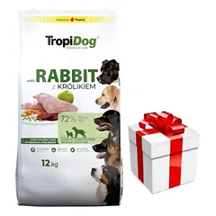 TROPIDOG Premium Premium Adult vidutinių ir didelių veislių šunys, turtingi triušiena ir ryžiais 12kg + Staigmena ŠUNIUI photo