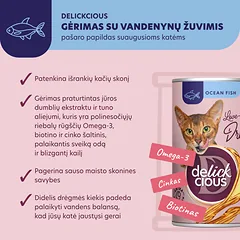 DELICKCIOUS pašaro papildas suaugusioms katėms - sriuba su vandenyno žuvimi, 140 g — 2 nuotrauka