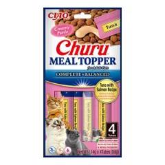 Churu Meal Topper skanėstas katėms maistui gardinti su tunu ir lašiša, 4 vnt.