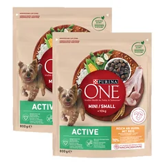 PURINA ONE Mini Active vištiena, ryžiai - sausas maistas šunims - 2x800g