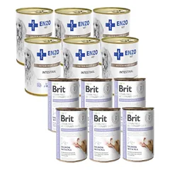 BRIT GF Veterinary Diets Dog Gastrointestinal 6x400g + ENZO VET Žarnyno dieta šunims su ėriena 6x400g