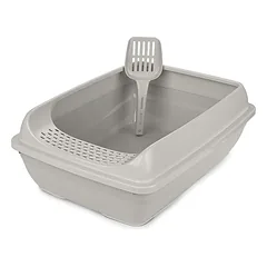 Atvira kačių kraiko dėžė Happet Select pilkai smėlinės spalvos 49 cm + semtuvėlis