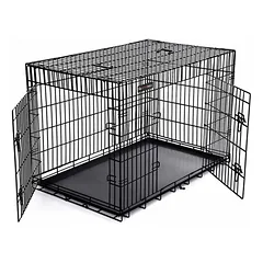 Metalinis dviejų durų narvas šuniui 122 x 81 x 76 cm XXXL dydžio, juodos spalvos