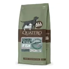 QUATTRO SENIOR All Breed begrūdis, dietinis sausas pašaras šunims su balta žuvimi ir kriliu