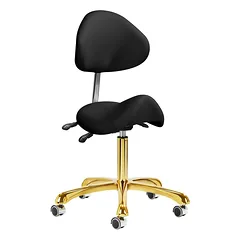Giovanni 1004 Gold Black - reguliuojama kirpimo kėdė su auksine rodeo sėdyne, juoda