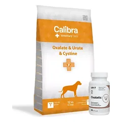 Calibra Veterinary Diets Dog Oxalate, Urine, Cystine 12 kg + LAB-V Oxalatic - Pagalba katėms, kai susidaro oksalatiniai akmenys 45 kapsulės