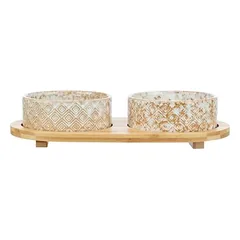 Trixie dubenėlių rinkinys iš keramikos ir bambuko, 2 x 300 ml, L 30 x B 6 x H 15 cm — 2 nuotrauka