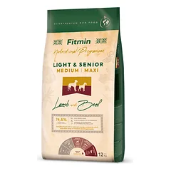 Fitmin Medium Maxi Light Senior Lamb &amp; Beef sausas maistas šunims 12 kg
