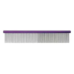 Groom Professional 25 cm Metal Comb – 50/50 Mixed Tooth Spacing (Purple)
