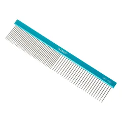 Madan Professional Light Comb 19cm - profesionalus, lengvas šukos su aliuminio rankena ir mišriu dantų išdėstymu, smeigtukai, Fioletowy / 2,8cm — 3 nuotrauka