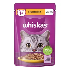 WHISKAS Adult paketėlis 85g drėgnas maistas suaugusioms katėms su vištienos drebučiais nuotrauka