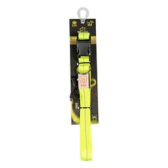 Šviečiantis ir šviesą atspindintis antkaklis šunims, SEECURITY, nailoninis, USB, geltonas, 70 cm — 2 nuotrauka