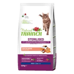 Natural Trainer Cat sausas maistas su lašiša sterilizuotoms katėms, 1,5 kg
