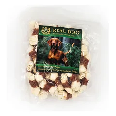 Real Dog Snacks Rawhide Bone Wrapped With Rabbit 500 g parduotuvėje zooprekes24.lt