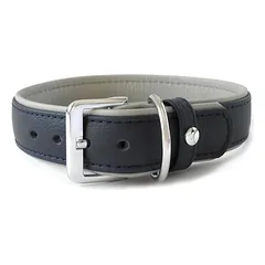 Das Lederband Hundehalsband Amsterdam navy/grey