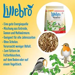Lillebro lesalas laukiniams paukščiams su miltiniais vabalais, 500 g — 3 nuotrauka