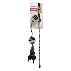 Flamingo Katės Pirin Dangler Balls - stilinga meškerė katėms su kamuoliukais, plunksnomis ir pomponais, praturtinta katžole, 2 — 2 nuotrauka