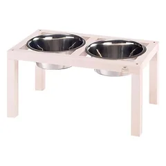 Ferplast Napfhalter aus Holz mit Edelstahlnäpfen für Hunde DESCO WOOD