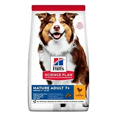 Hills Science Plan Dog Mature Adult 7+ Medium with Chicken sausas maistas vidutinio dydžio suaugusiems šunims, su vištiena, 2.5 kg