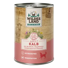 WILDES LAND calf with broccoli konservai suaugusiems šunims su veršiena ir daržovėmis, 400 g