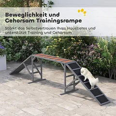 Agility lieptas šunims su apsauginėmis juostelėmis ir neslystančiu paviršiumi, 335x55x60 cm, iki 40 kg, pilkas — 4 nuotrauka