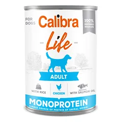 CALIBRA Dog Life can Adult Chicken with rice vieno baltymo konservai suaugusiems šunims su vištiena ir ryžiais, 400 g