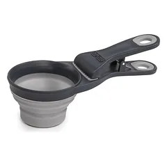 Dexas sulankstomas KlipScoop 3-in-1 didelis - sulankstomas maisto samtelis su maišelio uždarymo spaustuku, didelis, Fioletowy / 473ml — 4 nuotrauka