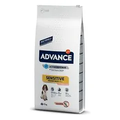 Advance Medium Sensitive Salmon sausas maistas virškinimo ir odos problemų turintiems šunims, 12 kg