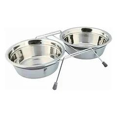 Trixie dubenėlių rinkinys su apsauga nuo barškėjimo, nerūdijantis plienas / metalas 2 x 1,5 L, Ø 21 cm, 44 x 10 x 23 cm