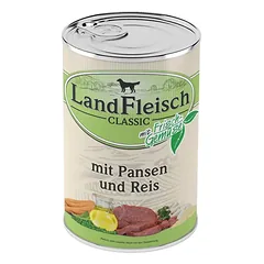 LandFleisch konservai šunims su jaučių prieskrandžiais ir ryžiais, 400g nuotrauka