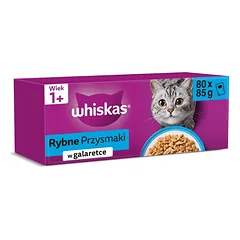 Whiskas Adult 80x85g Šlapias kačių maistas Žuvies skanėstai želė
